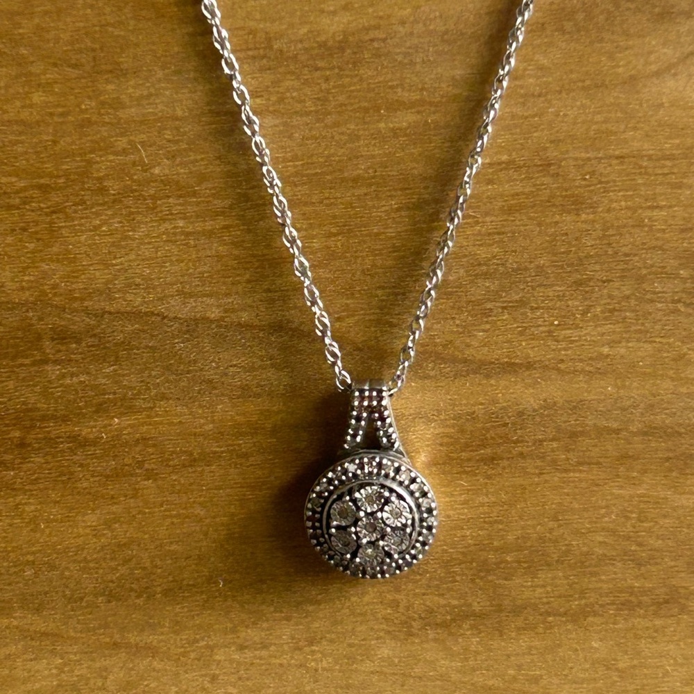 Genuine sterling silver with diamond necklace